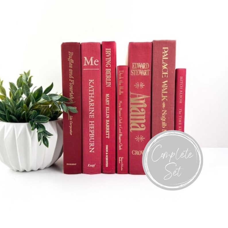 Red Decorative Book Set, Shelf Decor, Red Decor Christmas Decor, Mantel Decor, Red Book Set image 1