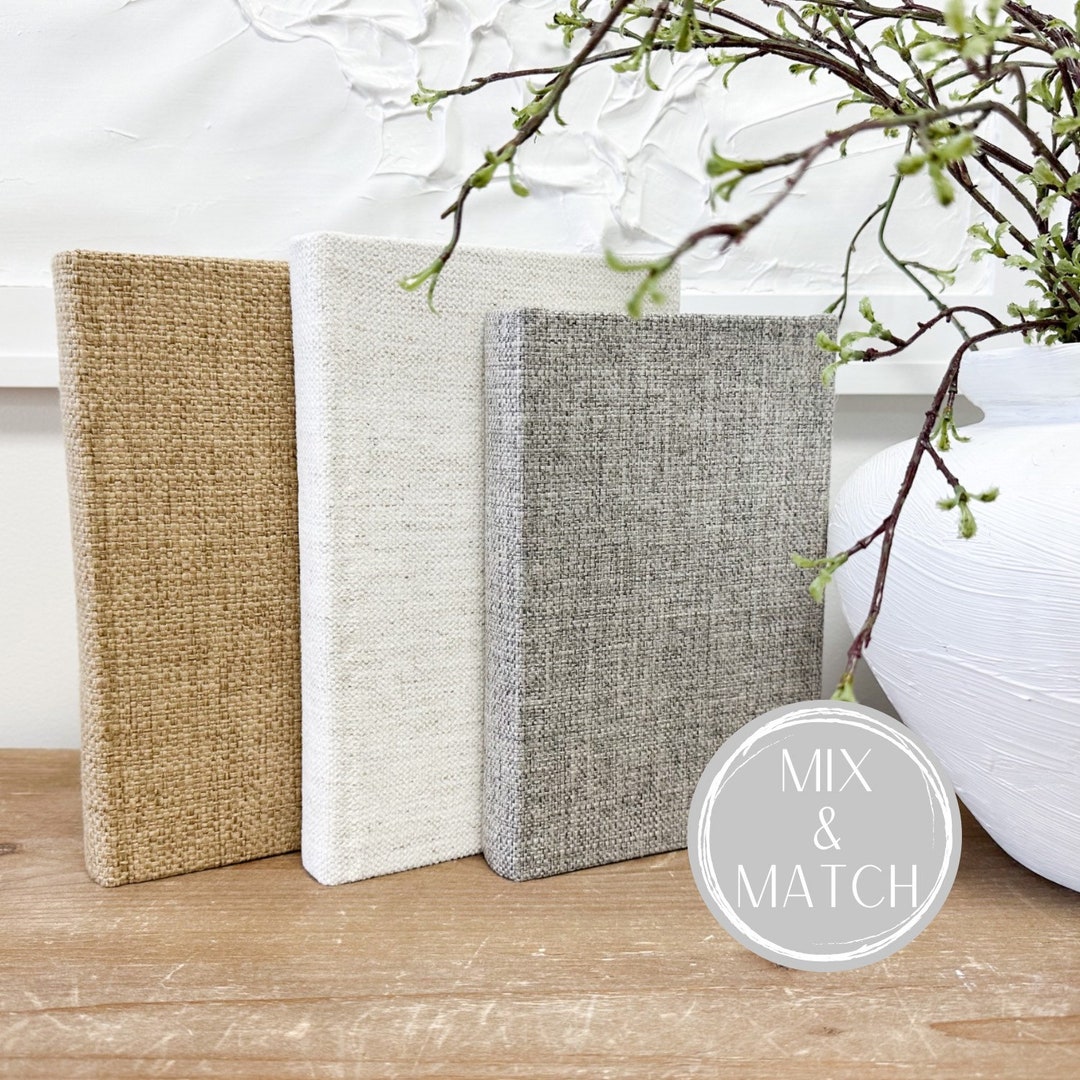 Linen Wrapped Books for Shelf Decor, Decorative Books, Book Set, Coffee ...