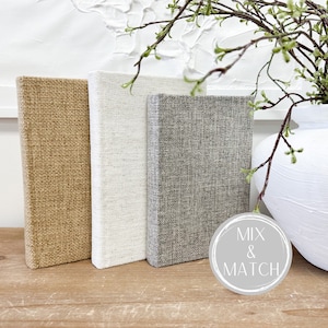 Linen Wrapped Books for Shelf Decor, Decorative Books, Book Set, Coffee Table Decor, Book Bundle