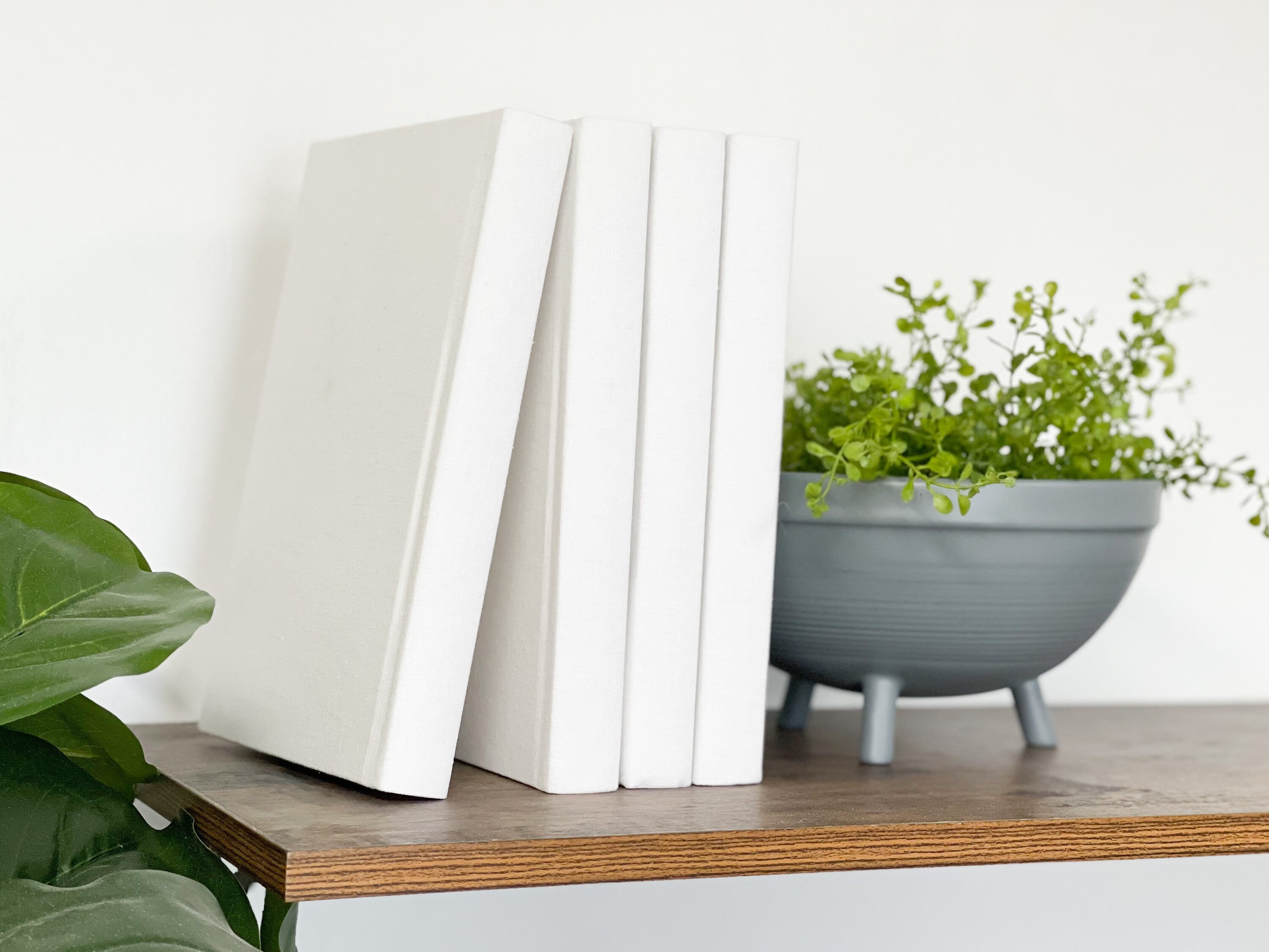 Shelf Decor / Curated Shelf Decor / Books and Gray Vase Etsy