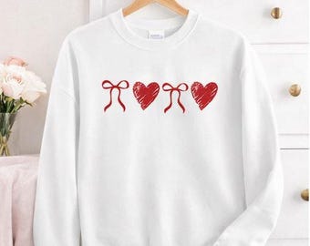 Sudadera con lazo y corazón para San Valentín / Suéter de San Valentín / Regalo para ella