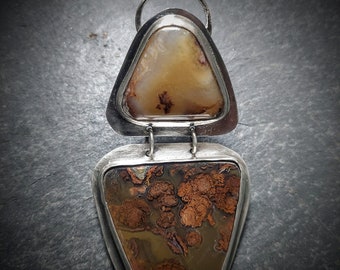 Oregon Moss Agates in Sterling Silver Pendant Necklace