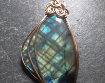 Labradorite Wrapped in Gold Wire