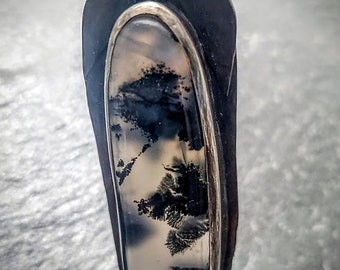 Black Plume Agate in Sterling Silver