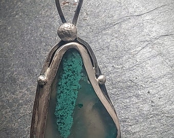 Gem Silica Chryscolla in Sterling Silver  Pendant