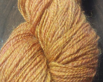 Hand Spun, Hand dyed Shetland wool and Mohair 50/50 blend 2 Ply yarn 429yds. 8.2 oz.