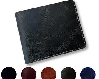 Cartera plegable verde personalizada, cartera para hombre, regalo de cuero para hombre, regalo para papá, regalo del Día del Padre para él, plegable clásico