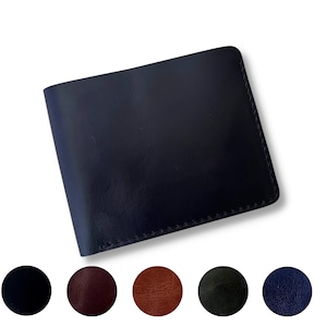 Monedero bifold negro monograma, billetera para hombre, regalo de cuero para hombre, regalo para papá, regalo de aniversario para él, bifold clásico