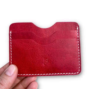 Cartera minimalista con monograma, regalo del día de San Valentín para ella, titular de crédito de bolsillo delantero, cartera de tarjeta delgada de cuero, regalo para esposa novia