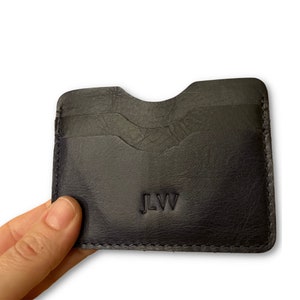 Cartera delgada con monograma, regalo de padrinos de boda, estuche de tarjeta de cuero pequeño, billetera de tarjeta de bolsillo frontal, titular de tarjeta de crédito para hombres, billetera minimalista