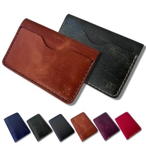 Billetera de cuero pequeña personalizada, billetera delgada unisex, billetera de regalo para padrinos de boda, tarjetero delgado plegable, billetera para tarjetas, regalo de aniversario