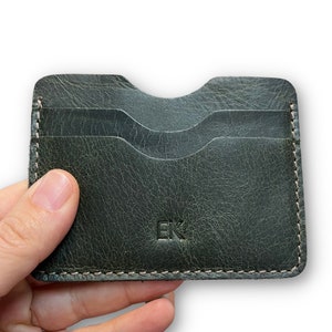Cartera de cuero personalizada, regalo de aniversario para él, titular de la tarjeta de crédito de bolsillo frontal, cartera de tarjeta delgada de cuero, regalo para el novio
