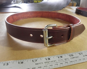 Stitched Burgundy Handmade Leather Belt, 100% Full Grain Leather, Non-Layered, Harness Leather, Leather Belt Men, Men Leather Belt