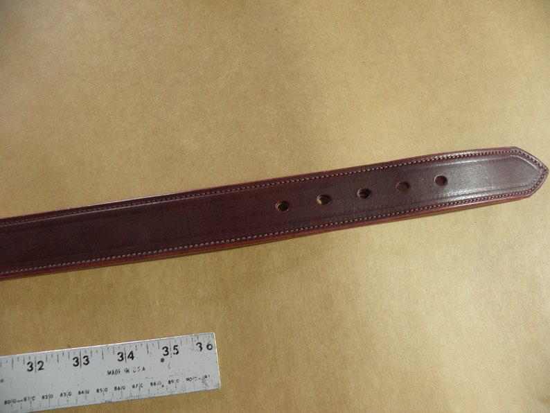 Stitched Burgundy Handmade Leather Belt with brass hardware, 100% Full Grain Genuine Leather, Non-Layered, Harness Leather, Leather Belt Men image 7