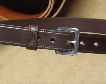 Stitched Traditional Buckle Handmade Leather Belt, 100% Full Grain Genuine Leather, Non-Layered, English Bridle Leather, Leather Belt Men