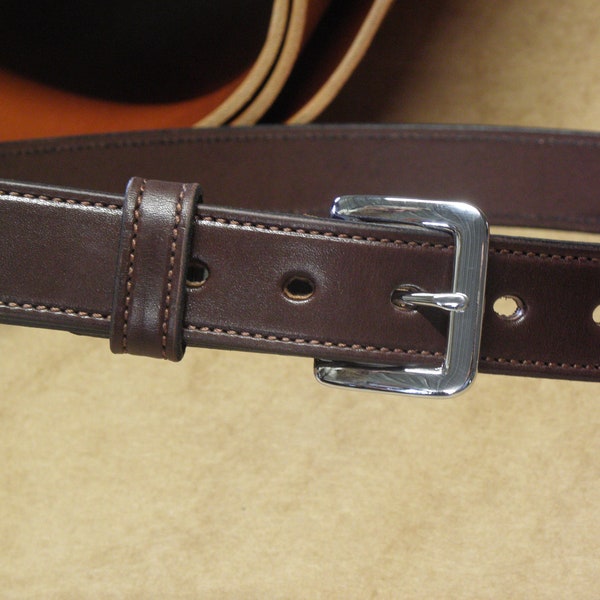 Stitched Traditional Buckle Handmade Leather Belt, 100% Full Grain Genuine Leather, Non-Layered, English Bridle Leather, Leather Belt Men