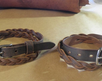 Plait Braided Handmade Water Buffalo Leather Belt, 100% Full Grain Leather, Non-Layered, Leather Belt Women, Womens Leather Belt