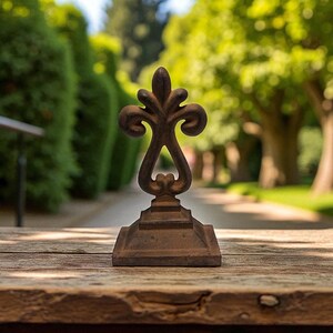 Southern Living Home Cast Iron Rustic Fleur-de-Lis Bookends/Doorstops, set of 2, Hand Crafted Quality Distressed/Aged Decor, Vintage Retired