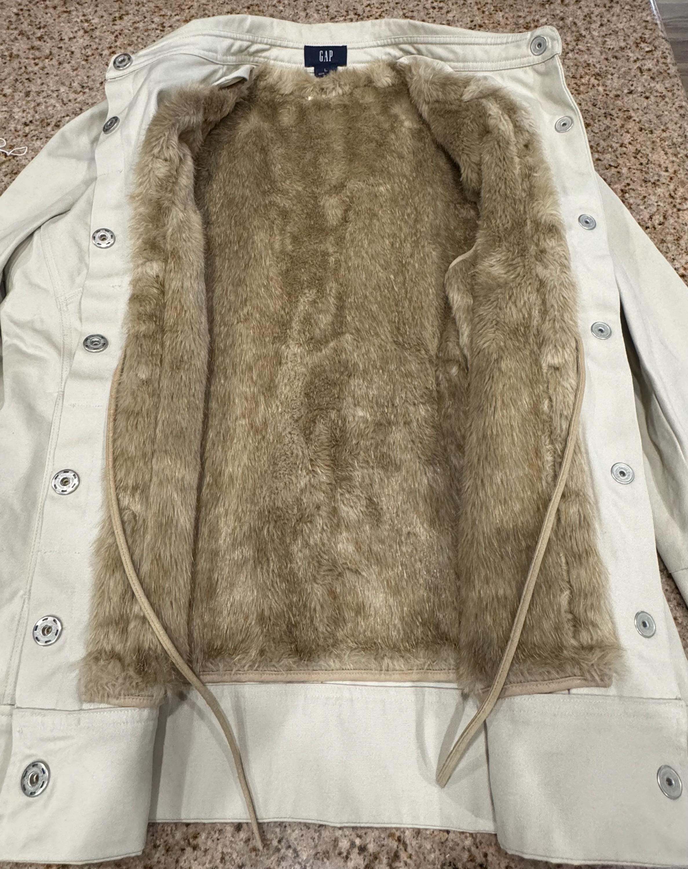 Vintage Gap Jacket Brown Faux Fur Reversible Vest/lining