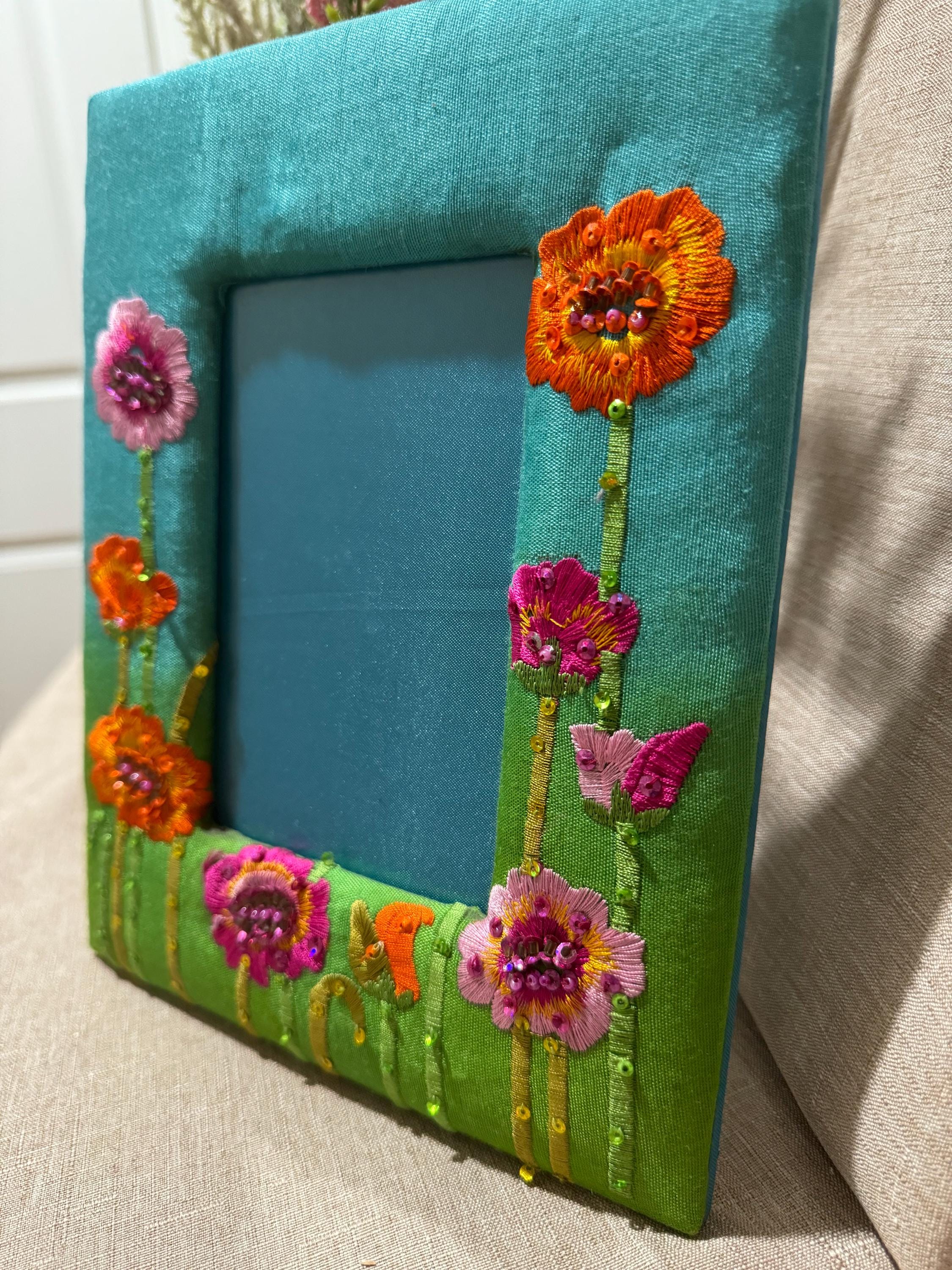 Beige - Fabric Embellished Handmade Photo Frame (8 x 6 in) 34