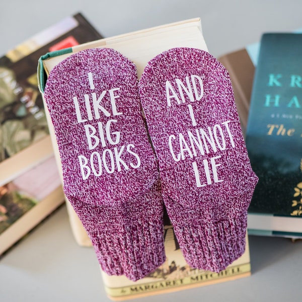 Book Socks. I Like Big Books, And I Cannot Lie. Christmas Gift for Readers. Novelty Socks. If You Can Read This Socks. Book Club