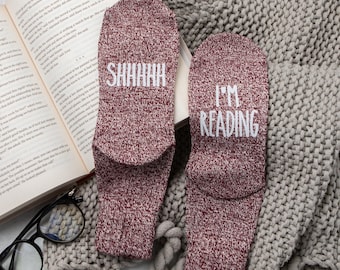 Shhh I'm Reading Socks: Book Lover Gift for Librarians & Teachers