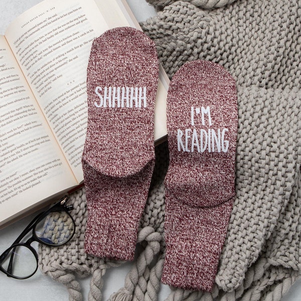 Shhh I'm Reading Socks: Book Lover Gift for Librarians & Teachers