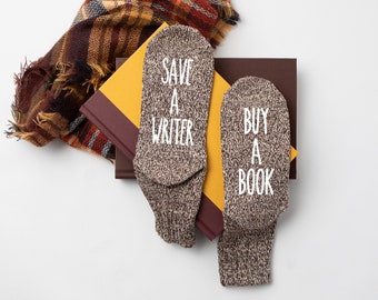 Book Socks. Save a Writer Buy a Book Christmas Gift. Gift for Readers. Novelty Socks.  Author. If You Can Read This Socks. Book Club Gift.