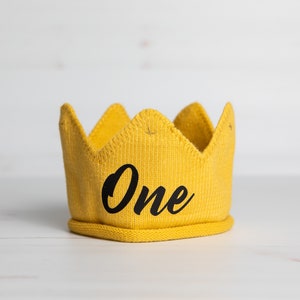 First Birthday Crown. 1st Birthday Knit Crown for Boy.  Gold Crown.  Wild one Crown.  Wild Rumpus Crown. Mr Onederful Crown.  Personalized..
