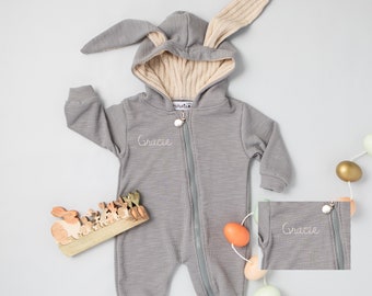 Easter Bunny Baby Boy Gift Personalized Infant Toddler Egg Hunt Outfit 2026.