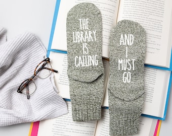 The Library is Calling and I Must Go Book Socks. Gift for Readers. Novelty Socks.  If You Can Read This Socks. Book Club Gift. Christmas