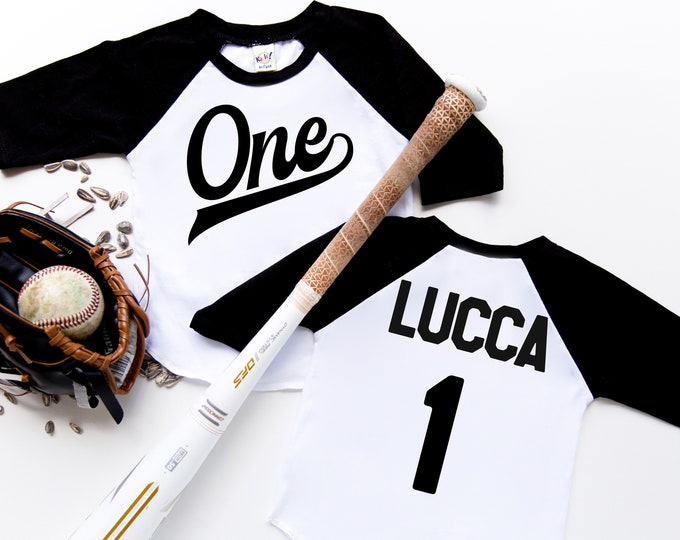 Personalized 1st Birthday Baseball Raglan Shirt