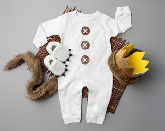 Where The Wild Things Are Halloween Costume 4 pc set. Longsleeve. 1st Birthday Outfit.  Wild One Infant Toddler Outfit. Crown. Romper. Tail.