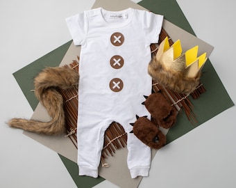 Where the Wild Things Are Wild One Costume: Baby Romper, Crown, Tail & Slippers