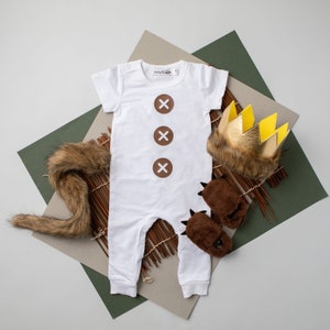 Where the Wild Things Are Wild One Costume: Baby Romper, Crown, Tail & Slippers