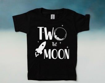 Two the Moon 2nd Birthday T-shirt: Personalized Space Outfit