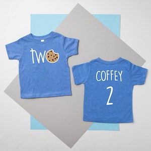 Two Cookie Personalized 2nd Birthday Outfit. Chocolate Chip Second Birthday Baby Boy.  2nd Bday T-shirt. 2.  Cookies and Milk