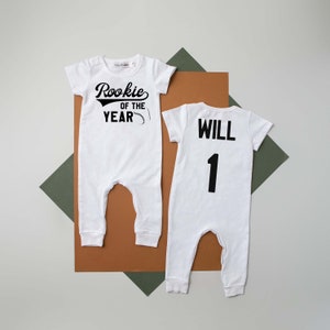 Rookie of the Year 1st Birthday Romper: Baseball Outfit