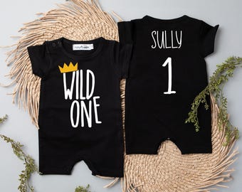 Wild One 1st Birthday Romper: Crown Shorts, First Birthday Outfit
