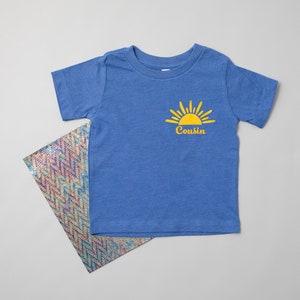 Sun Sister Matching Family Sibling Shirts. Sibling. Brother. Cousin. Toddler. Youth. First Trip Around the Sun Pocket Logo T-Shirt. image 4