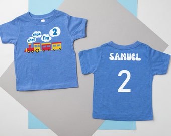 Personalized Train 2nd Birthday T-Shirt: Choo Choo I'm Two Outfit