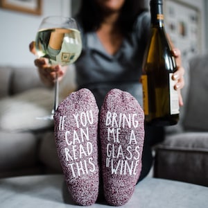 CLEARANCE Wine Socks. If You Can Read This. Gift for Wine lovers. Boss Gift. Message Socks. Gift Under 15. Christmas Gift. Sister. Wife image 8