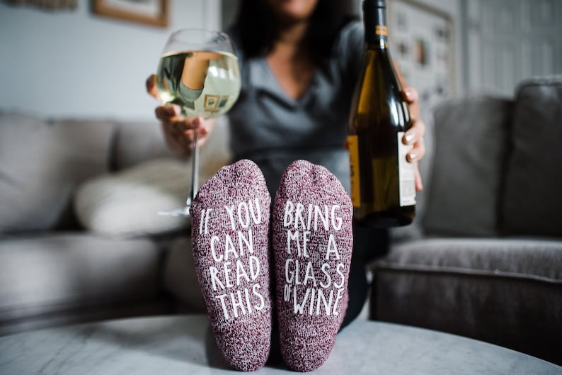 CLEARANCE Wine Socks. If You Can Read This. Gift for Wine lovers. Boss Gift. Message Socks. Gift Under 15. Christmas Gift. Sister. Wife image 8