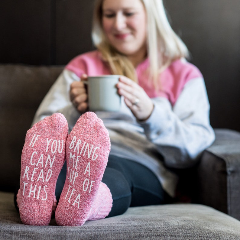 Tea Socks. If You Can Read This socks. Christmas Gift for Grandma. Gift for Mom. Mum. Best Friend Present. Gift Tea Lovers. Tea Gift. zdjęcie 7