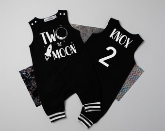 Personalized Two The Moon Romper: 2nd Birthday Outfit