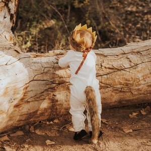 Wild One Gold Crown and Tail with Faux Fur . Costume for 1st Birthday Wild One Theme Party . Dress up and Make Believe Set . First B day image 3