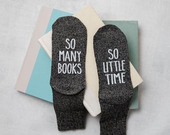 Book Lover Socks: "So Many Books, So Little Time" Funny Novelty Gift for Readers
