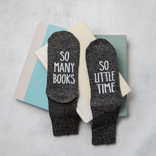 Book Lover Socks: "So Many Books, So Little Time" Funny Novelty Gift for Readers