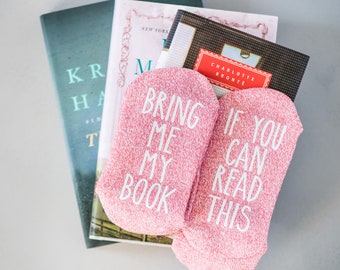 Book Socks. If You Can Read This.  Funny Birthday Gift for Co-Worker.  Birthday Gift Ideas for Best Friend. Gift for Grandma. Message Socks.