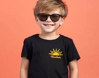 Sun Sister Matching Family Sibling Shirts. Sibling.  Brother. Cousin. Toddler.  Youth. First Trip Around the Sun Pocket Logo T-Shirt.